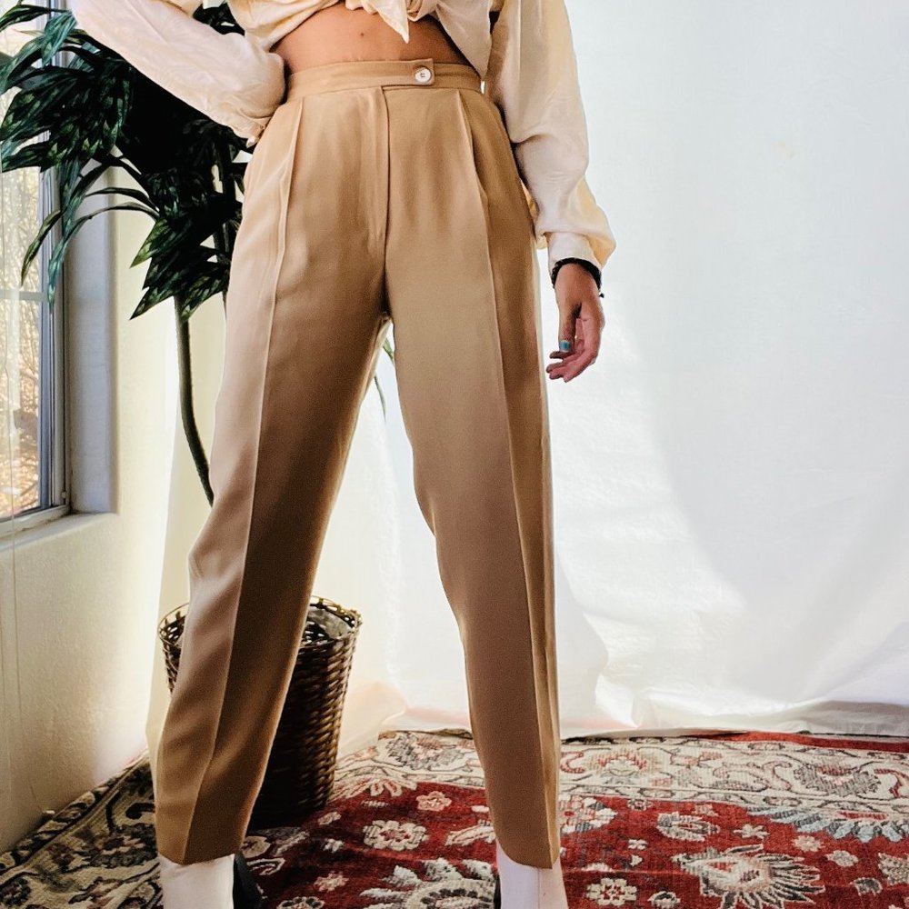 Vintage High Waist Tan Pants Trousers